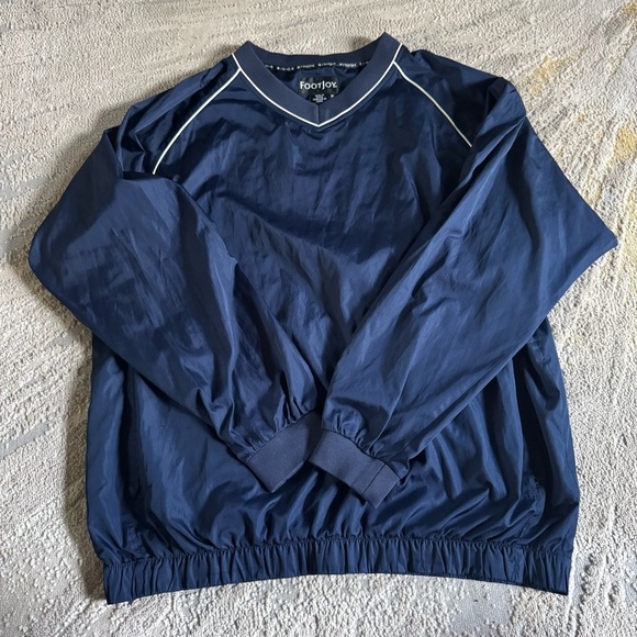 Footjoy golf v neck navy blue windbreaker pullover nylon pockets XL - Picture 1 of 7